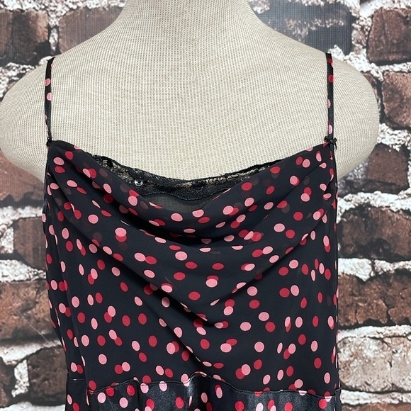Delicates Robe & Chemise Set Women's L Large Black Red Pink Polka Dot Nightgown - Picture 5 of 17
